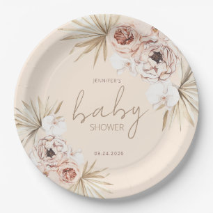 Pampas Grass Boho Bohemian Baby Shower Paper Plate