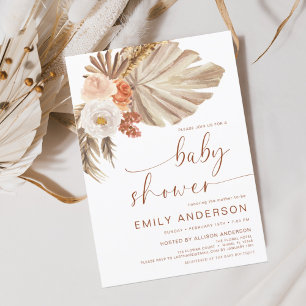 Pampas Grass Boho Bohemian Desert Baby Shower Invitation