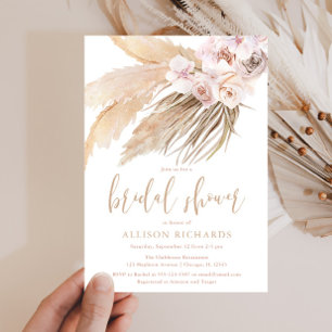 Pampas grass boho bohemian desert bridal shower invitation