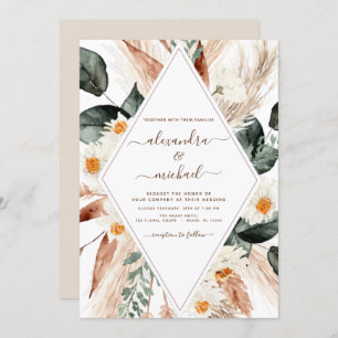 Pampas Grass Boho Bohemian Eucalyptus Wedding Invi Invitation