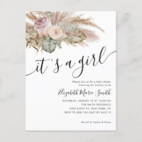 Pampas Grass Boho Bohemian It's A Girl Baby Shower
