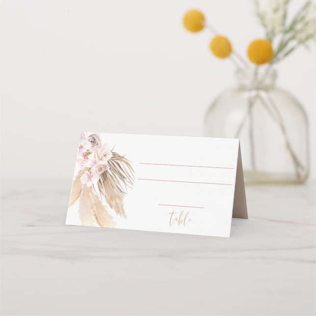 Pampas grass boho bohemian place card (Front)