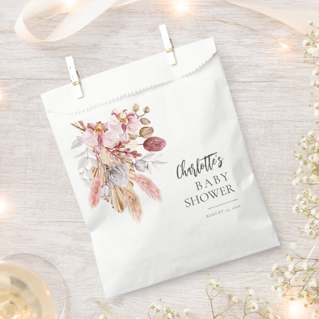 Pampas Grass Boho Botanical Baby Shower Favour Bags (Clipped)