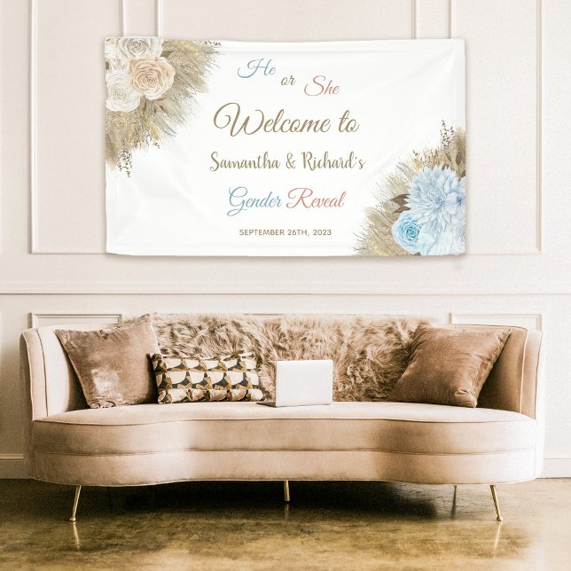 Pampas Grass Boho Botanical Floral Welcome Sign (Creator Uploaded)