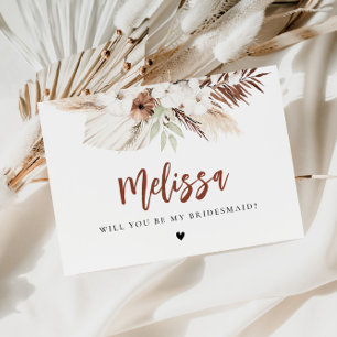 pampas grass boho bridesmaid proposal postcard