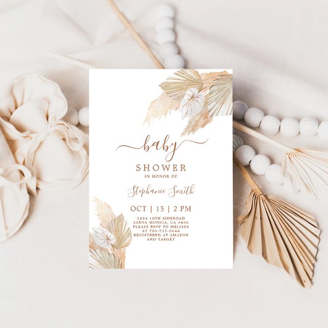 Pampas Grass Boho Chic Baby Shower Invitation (Creator Uploaded)