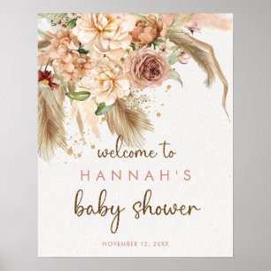Pampas grass boho desert baby shower welcome sign