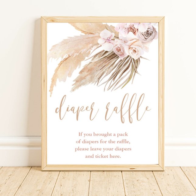 Pampas grass boho desert theme diaper raffle sign (Creator Uploaded)
