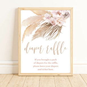 Pampas grass boho desert theme diaper raffle sign