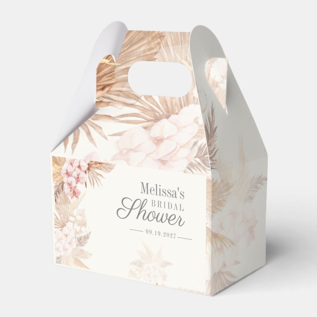 Pampas Grass Boho Dried Palms Bridal Shower Favour Box (Front Side)