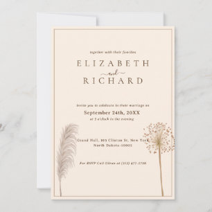 Pampas Grass Boho Elegant Wedding Invitation