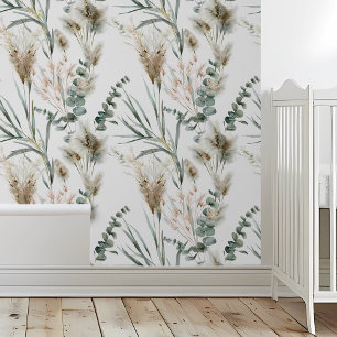 Pampas Grass Boho Eucalyptus Leaves Foliage Wallpaper