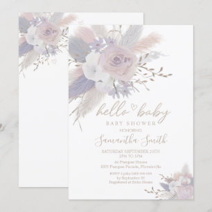 Pampas Grass Boho Floral Baby Shower Invitation