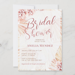 Pampas Grass Boho Floral Bridal Shower Bohemian Invitation