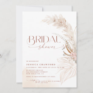 Pampas Grass Boho Floral Photo Bridal Shower Invitation