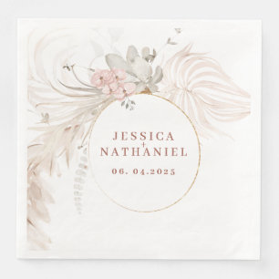 Pampas Grass Boho Floral Wedding Napkin