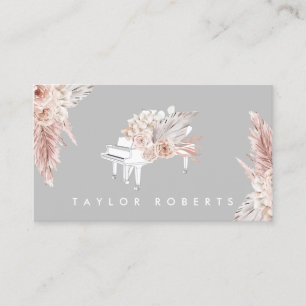 pampas grass boho flowers pianist business card