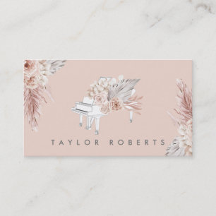 pampas grass boho flowers piano business card