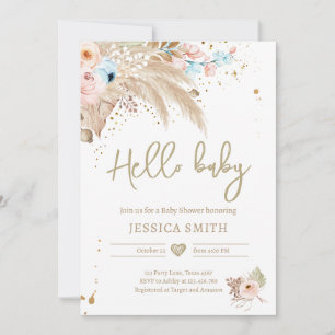 Pampas Grass Boho Gender Neutral Baby Shower Invitation