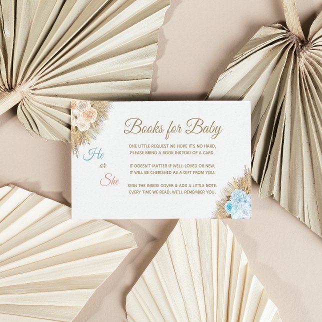 Pampas Grass Boho Gender Reveal Books For Baby  Enclosure Card (Creator Uploaded)