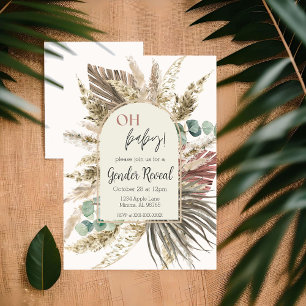 Pampas Grass Boho Gender Reveal Invitation