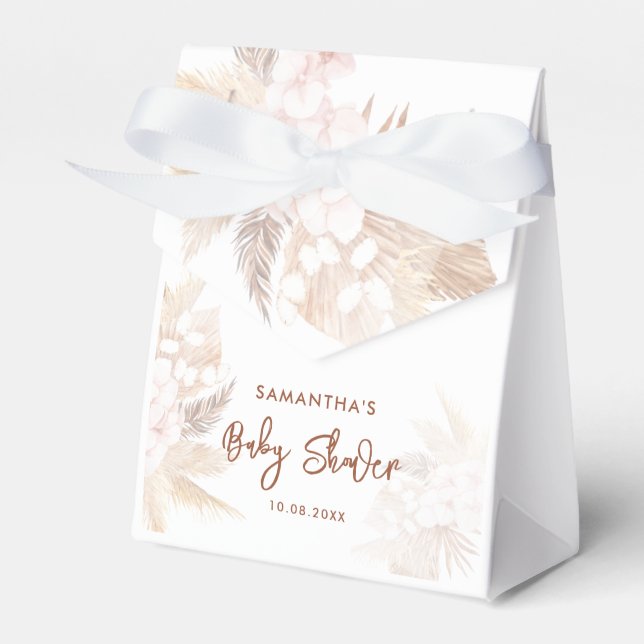 Pampas Grass Boho Girl Baby Shower Favour Box (Front Side)