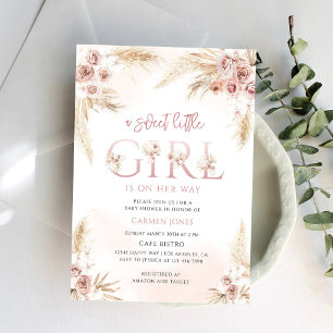 Pampas Grass Boho Girl Baby Shower Invitation