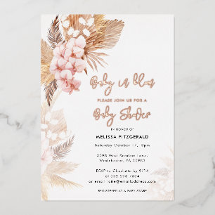 Pampas Grass Boho Girl Baby Shower Rose Gold