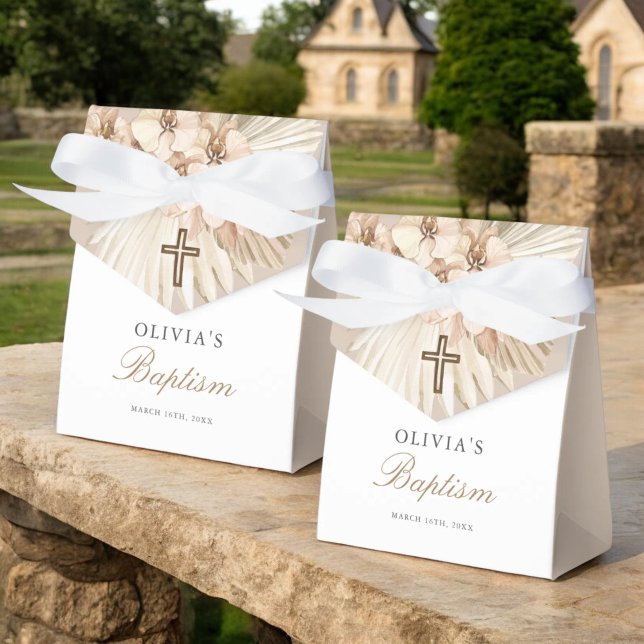 Pampas Grass Boho Girl Baptism Party Favour Box (Creator Uploaded)