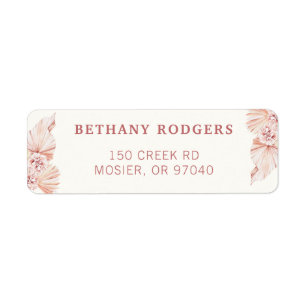 Pampas Grass Boho Modern Envelope Return Address