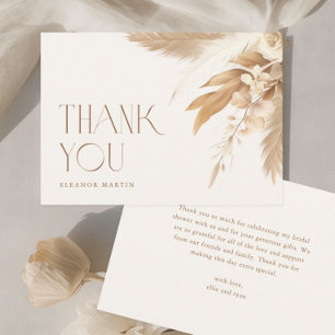 Pampas Grass Boho Neutral Bridal Shower Thank You Card