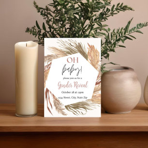 Pampas Grass Boho Neutral Gender Reveal Invitation