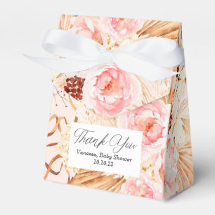 Pampas Grass Boho pink Flower Baby girl shower Favour Box