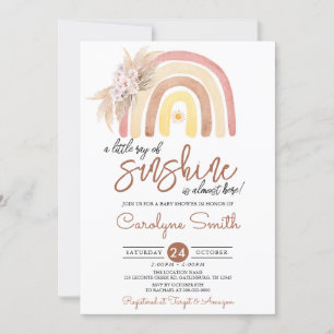 Pampas Grass Boho Rainbow Baby Shower Invitation