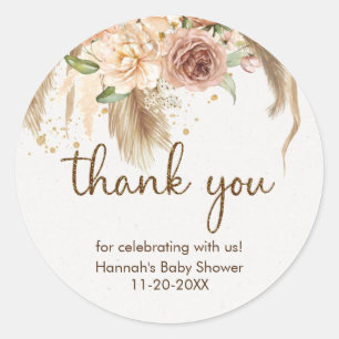 Pampas grass boho roses baby shower stickers