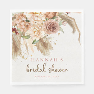 Pampas grass boho roses bridal shower napkins