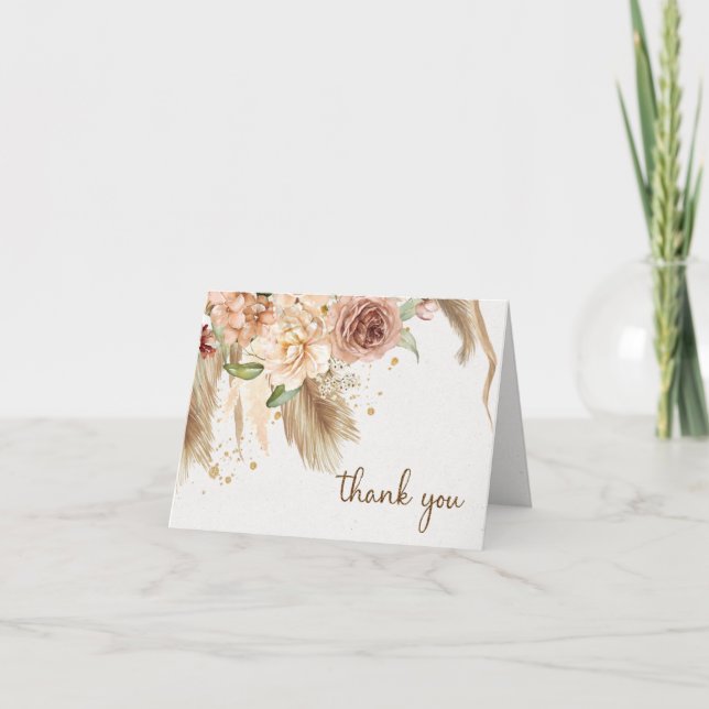 Pampas grass boho thank you card (Front)