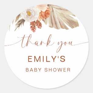 Pampas Grass Boho Thank You Desert Baby Shower Classic Round Sticker