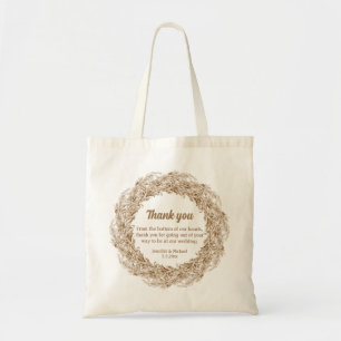 pampas grass boho thank you wedding favour tote bag