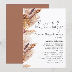 Pampas Grass Boho Virtual Baby Shower Invitation