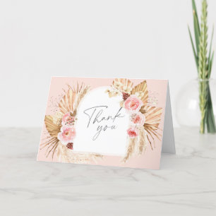 Pampas Grass Boho Wedding Floral Arch Modern Thank You Card