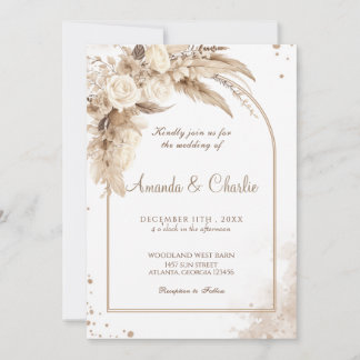 Pampas Grass Boho Wedding  Invitation