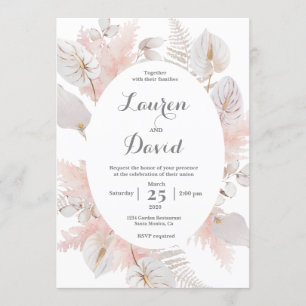Pampas Grass boho wedding Invitation