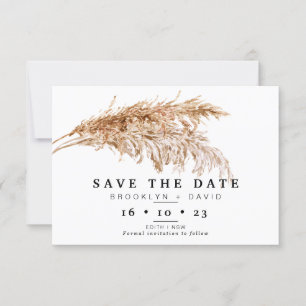 Pampas Grass Boho Wedding Save The Date Card