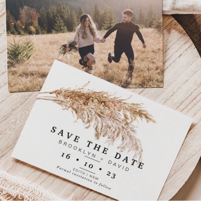 Pampas Grass Boho Wedding Save The Date Card (Creator Uploaded)