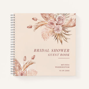 Pampas Grass Botanical Bridal Shower Guest Notebook