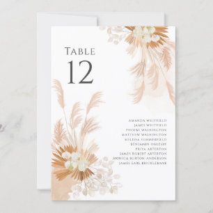 Pampas Grass Botanical Table Number Wedding