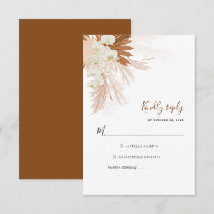 Pampas Grass Botanical Terracotta Wedding RSVP Card
