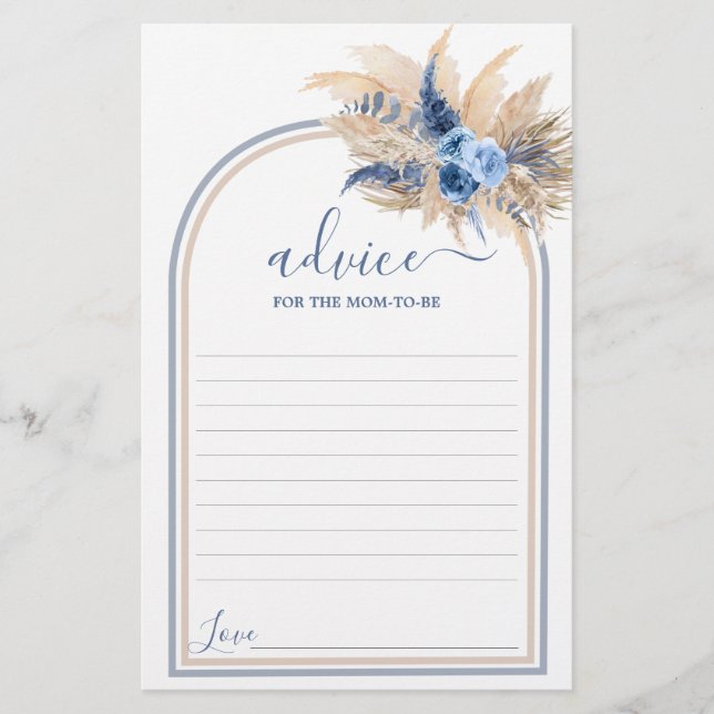 Pampas Grass Boy Advice for Mum To Be card (Front)