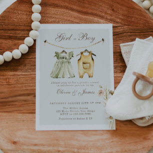 Pampas Grass Boy or Girl Clothesline Gender Reveal Invitation
